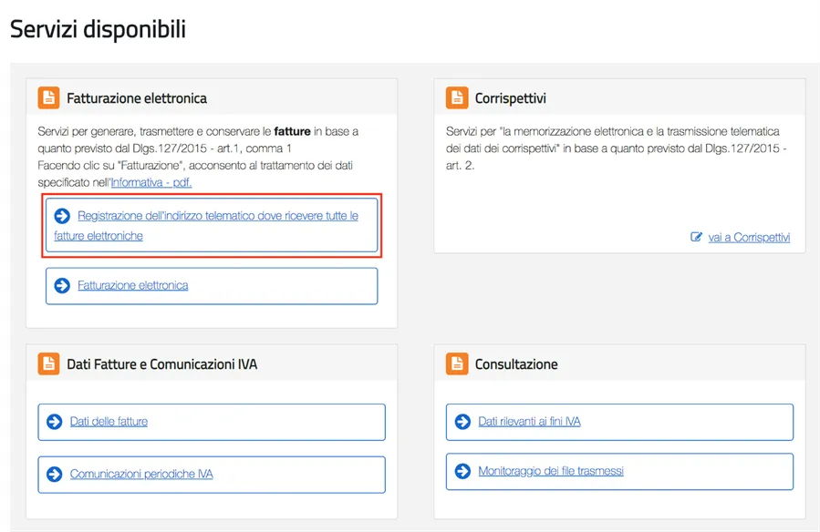 cassetto fiscale registrazione codice sdi