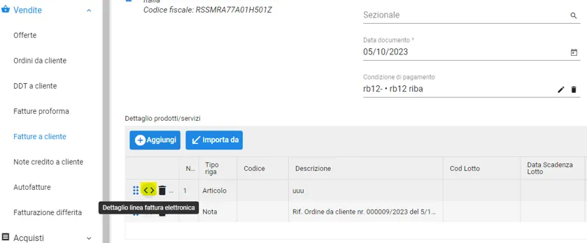 dichiarazione d'intento nel software