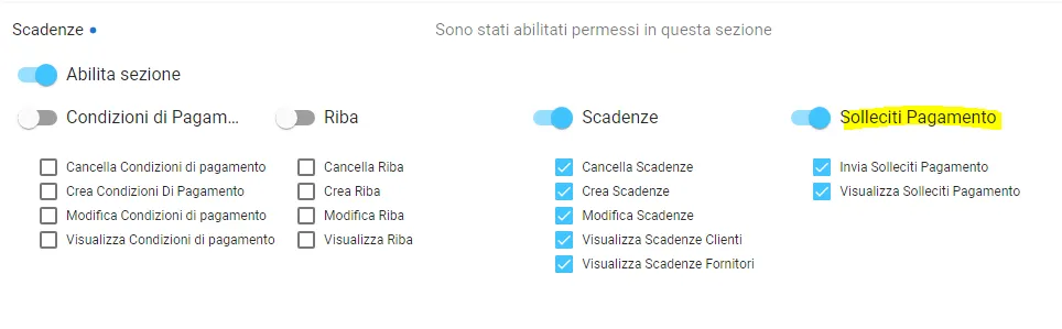 configurazione profilo solleciti