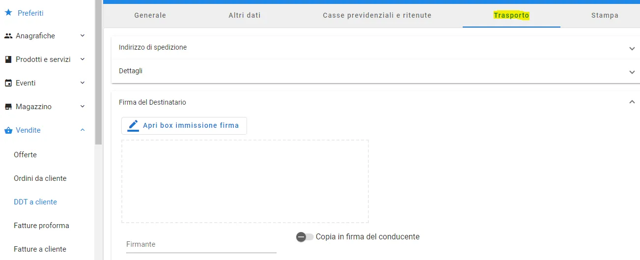 ddt spedizione firma cliente