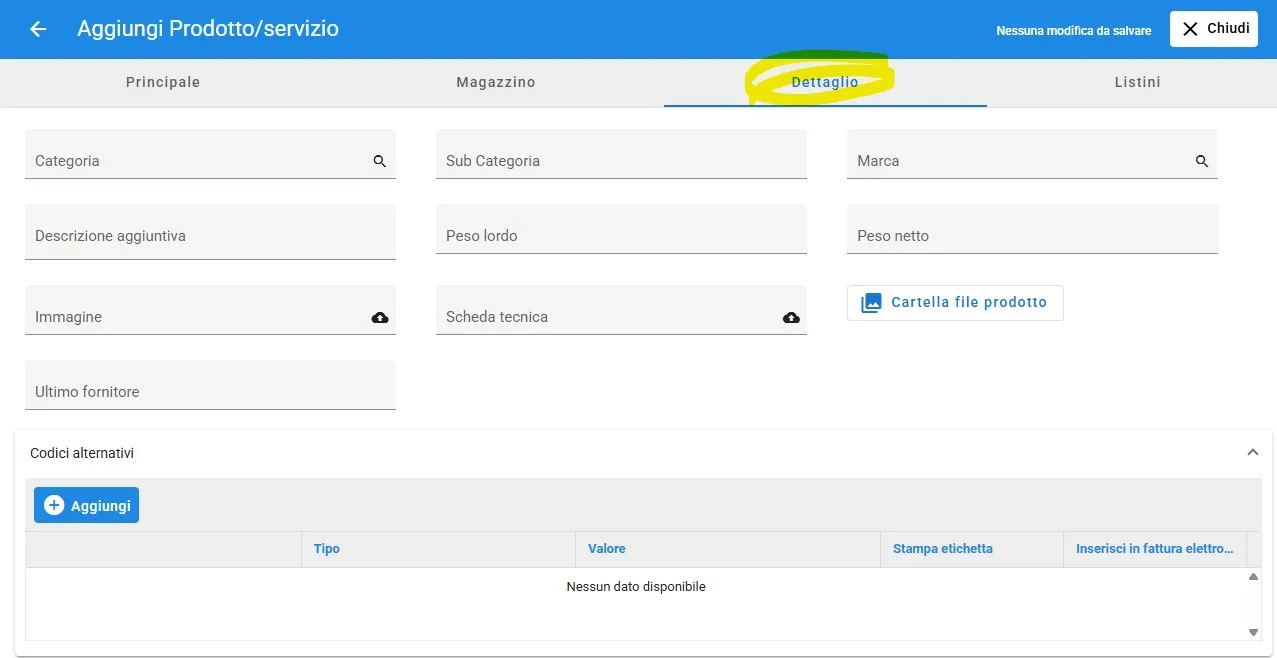 dettaglio prodotti e servizi