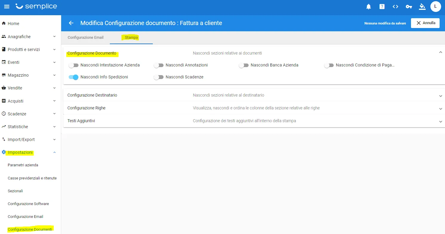 personalizzare stampa fatture