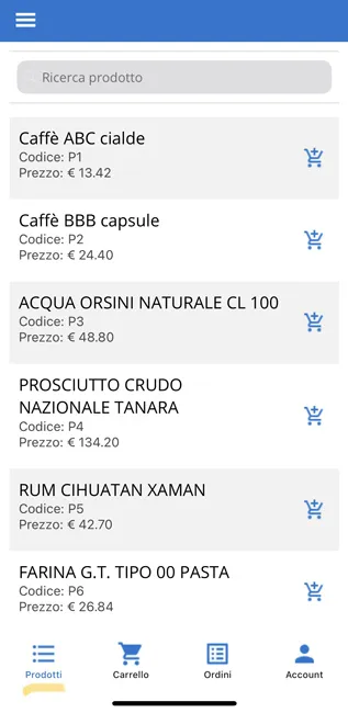 elenco prodotti app per gestire ordini