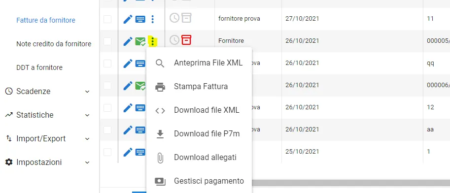 ricezione fatture strumenti