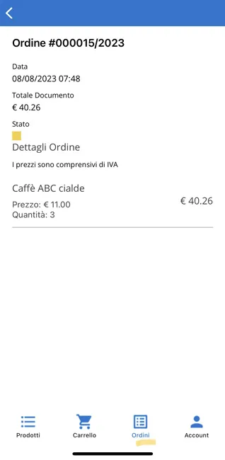riepilogo ordine app