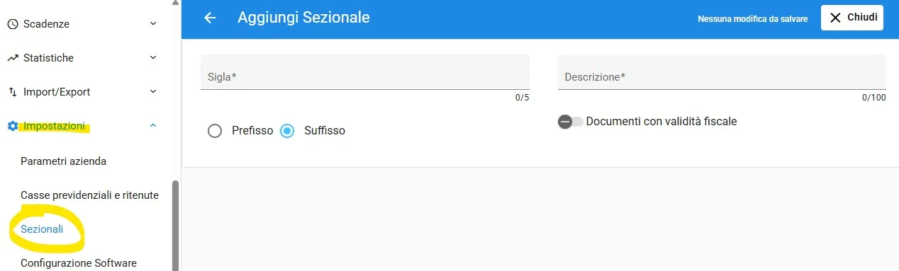 creazione sezionale fatture