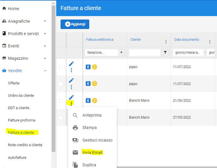 software gestione email fatture